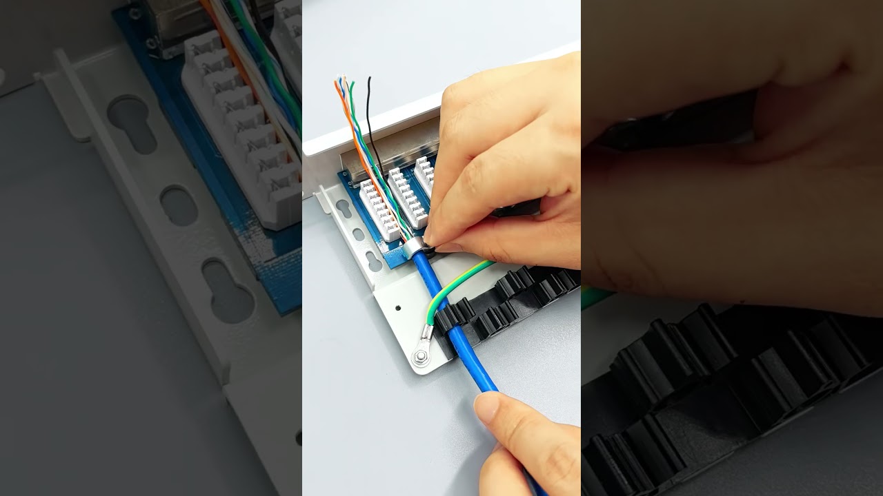 Shielded Network 1U RJ45 Cat5e Cat6 Cat6A Cat8 6/8/12 port Patch Panel with ethernet cable