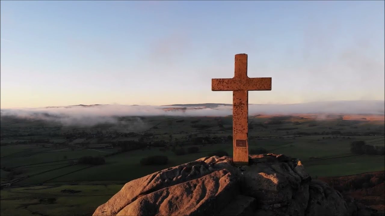 Rylstone cross, North Yorkshire, drone video Xmas 2021
