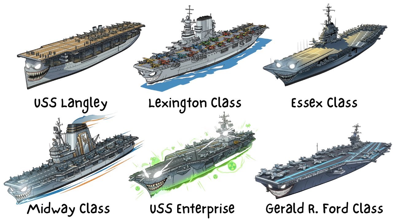 Every US Aircraft Carrier Class (WWI&ndash;Modern) Explained in 8 Minutes