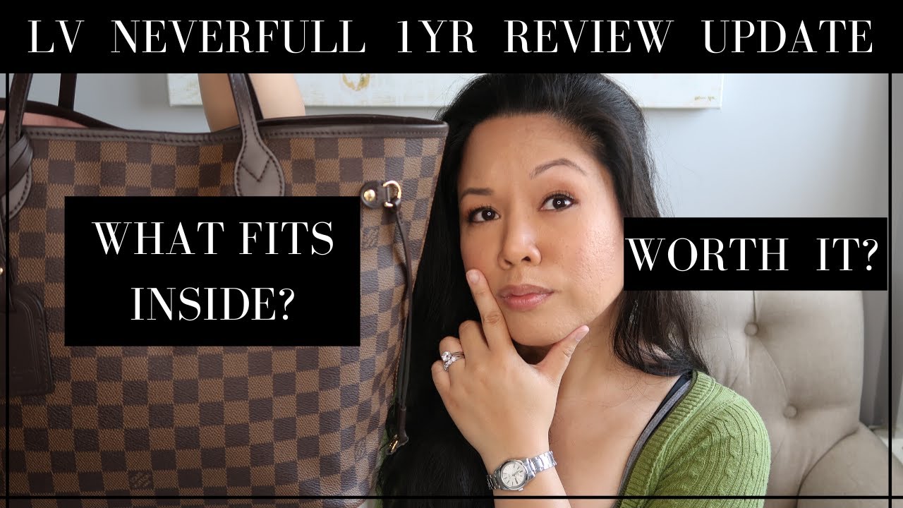 LOUIS VUITTON NEVERFULL MM DAMIER EBENE ROSE BALLERINE REVIEW UPDATE! | 1 YEAR REVIEW