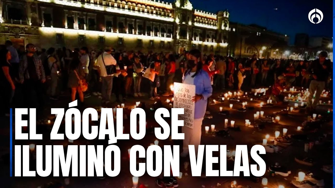 Luto en el Zócalo: Con 400 pares de zapatos y veladoras frente a Palacio Nacional exigen justicia