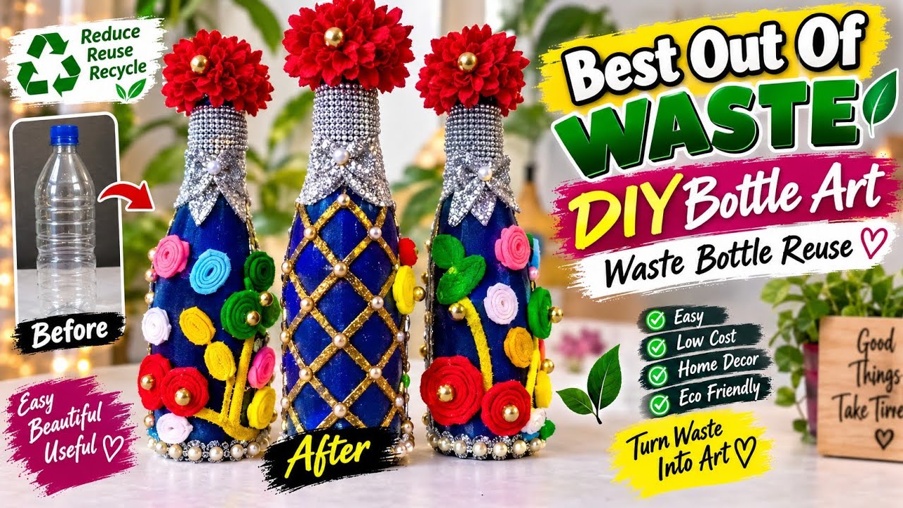 Best Out Of Waste / DIY / Bottel  Art / Waste  Bottle  Reuse