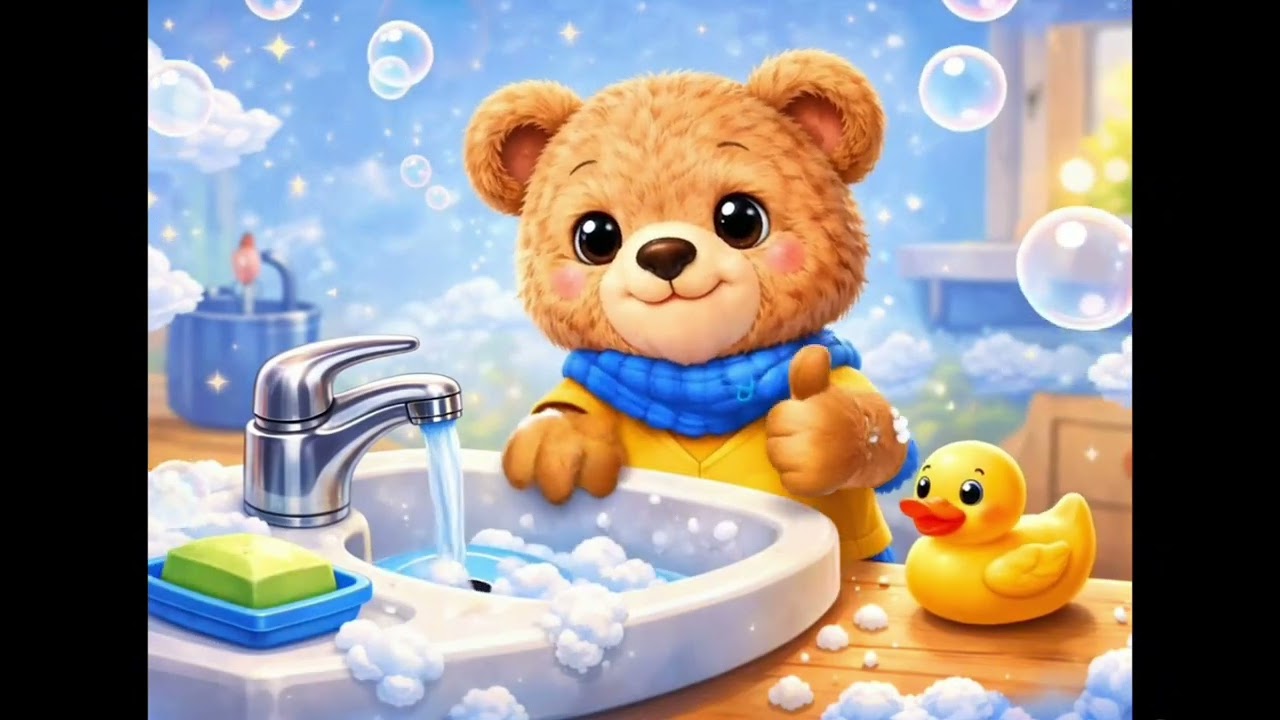 Myjemy Rączki 🧼🫧 | Piosenka dla dzieci | Nauka higieny z Misiem 🧸