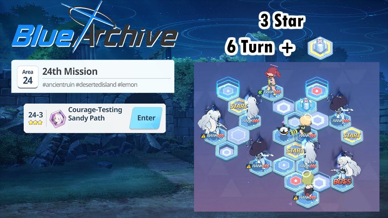 Blue Archive Global - Story Stage Hard 24-3 (3 Star & 6 Turn Clear) + Pyro Box