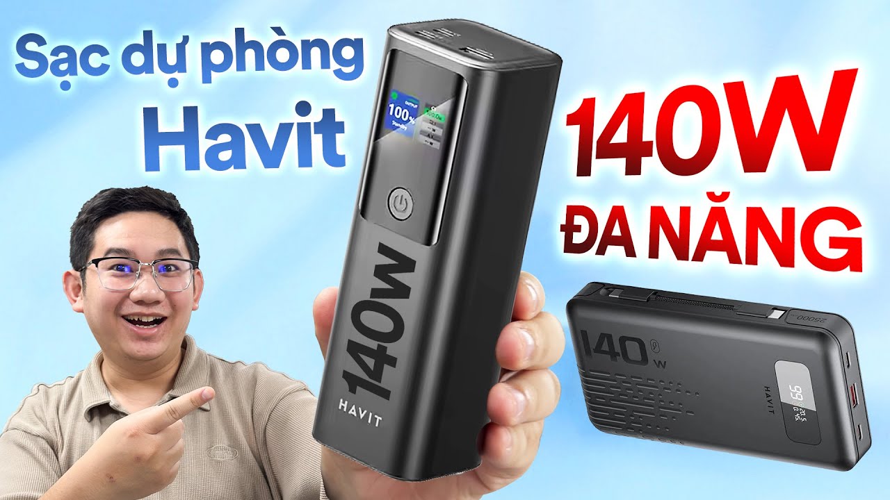 Check var sạc dự phòng 140W Havit: Test Havit PB50 và Havit PB5231