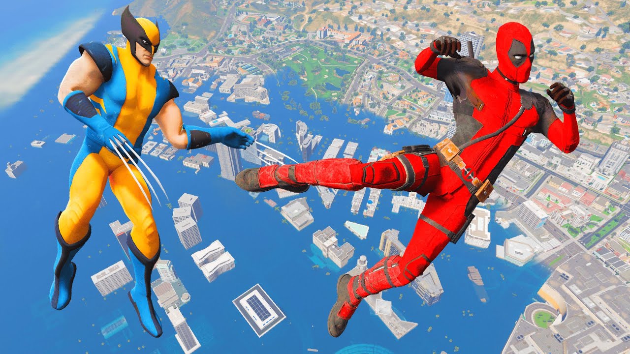 GTA 5 Epic Water Ragdolls Deadpool vs Wolverine #413 (GTA 5, Euphoria Physics, Fails, Funny Moments)