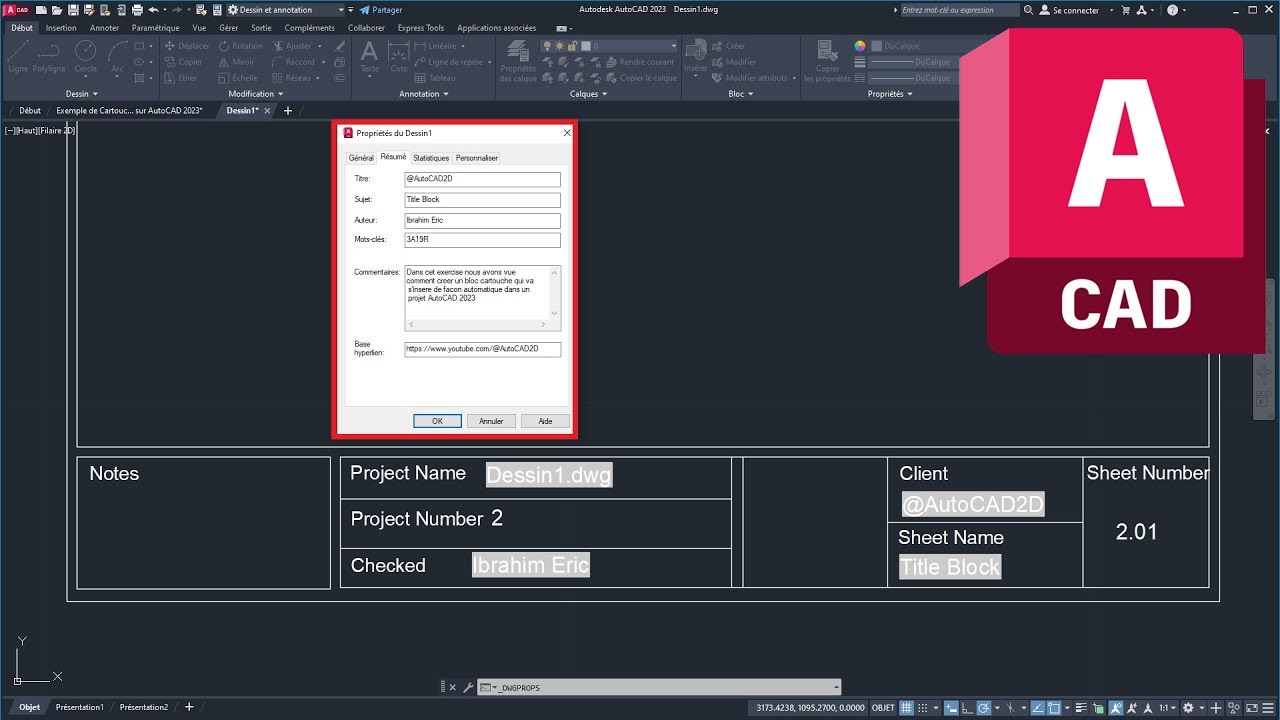 Comment Créer Un BLOC Cartouche sur AutoCAD