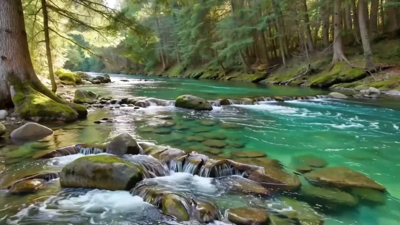 Slow Forest River 🌿 Gentle Flowing Water & Birds Chirping Ambience (No Music)