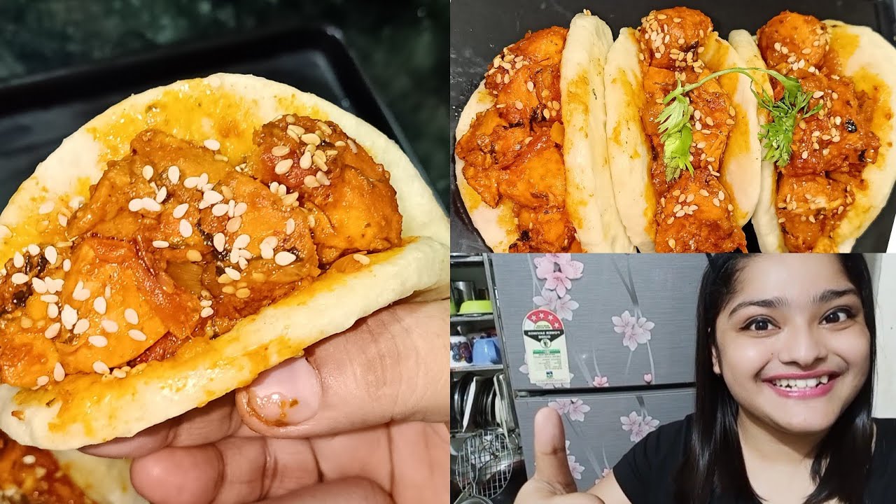 BUTTER FRIED CHICKEN STUFFED BAO BUN RECIPE | BAO BUN RECIPE WITH STUFFED CHICKEN ft. MaddyEats