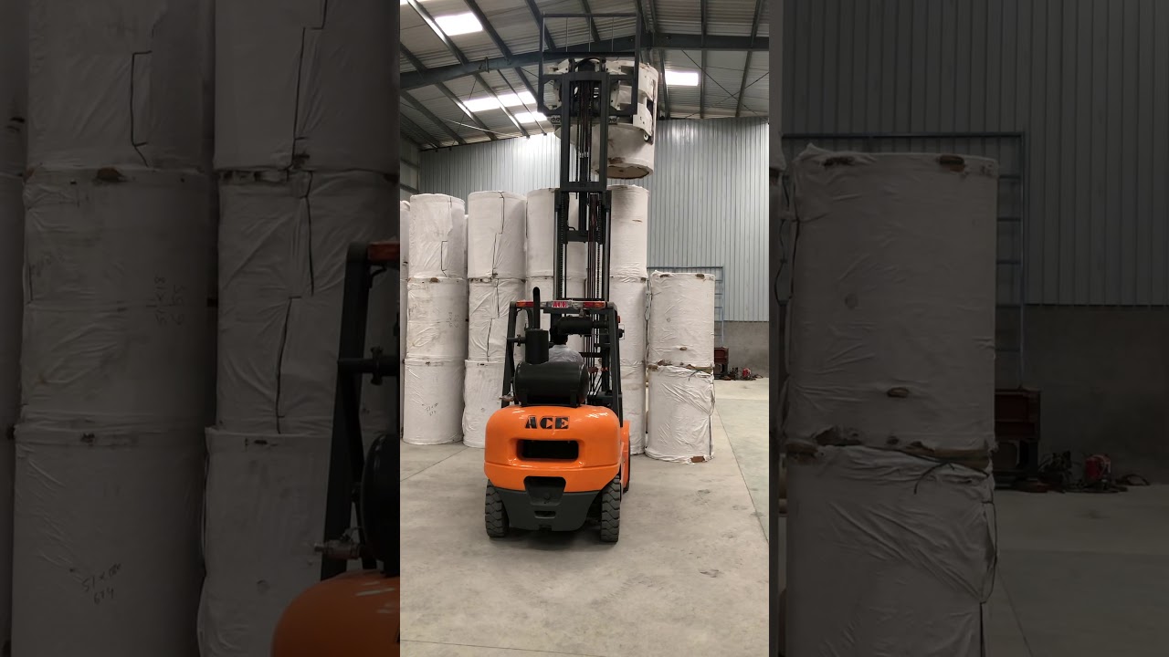 ACE Forklift paper roll clamp attachment Operator friendly