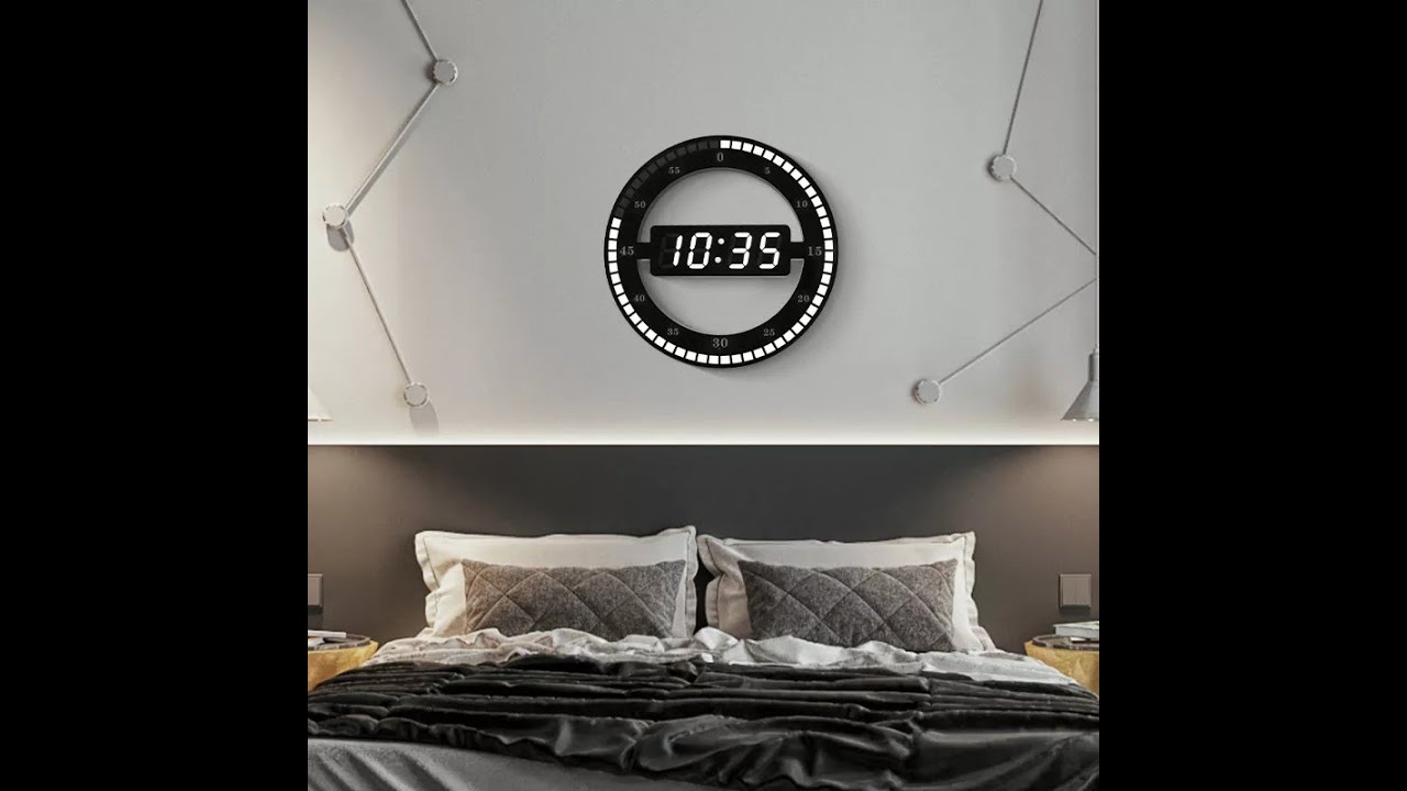 LED Digital Wall Clock Modern Design Dual-Use Dimming Digital Circular Photoreceptive Clocks