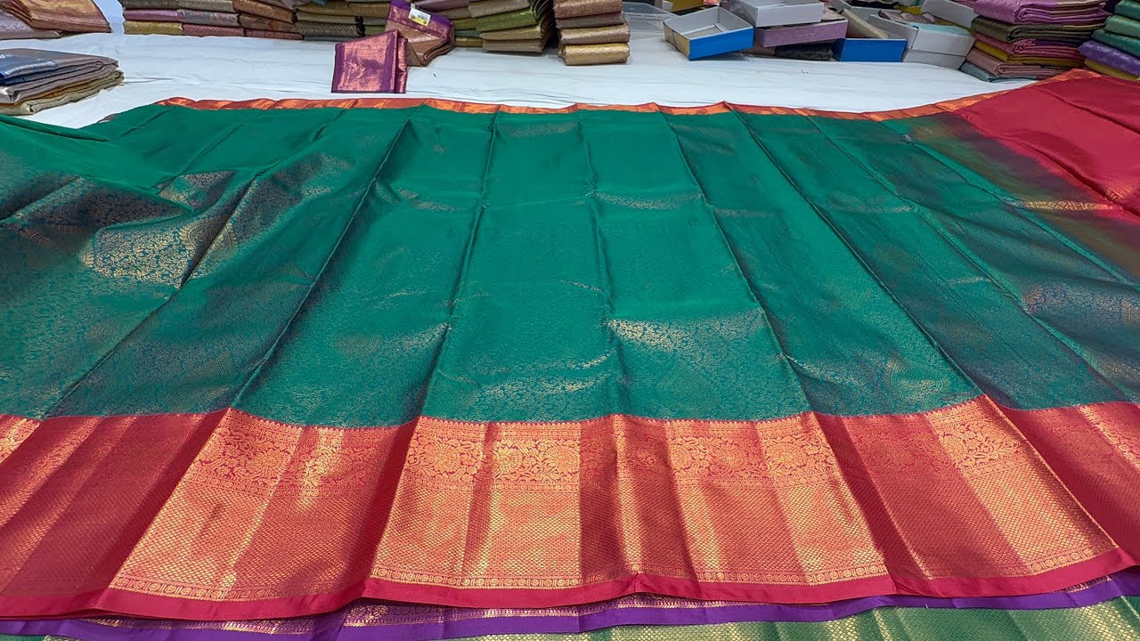 Semi Kanjivaram SilkSarees New collection || In ByrappaSilks#ChickpetBangalore#budgetfriendlysaress