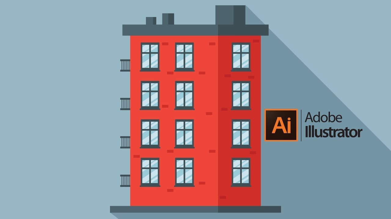 How to Draw a BUILDING Step by Step - Illustrator Tutorial