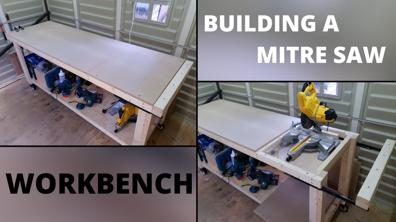 BUILDING A WORKSHOP // PART 2 // DIY WORKBENCH WITH MITRE SAW STATION