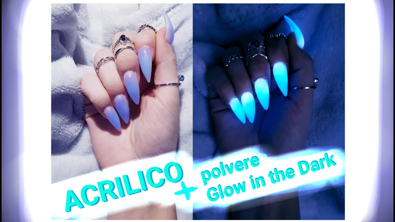 ACRILYC + GLOW IN THE DARK POWDER nail art DIY