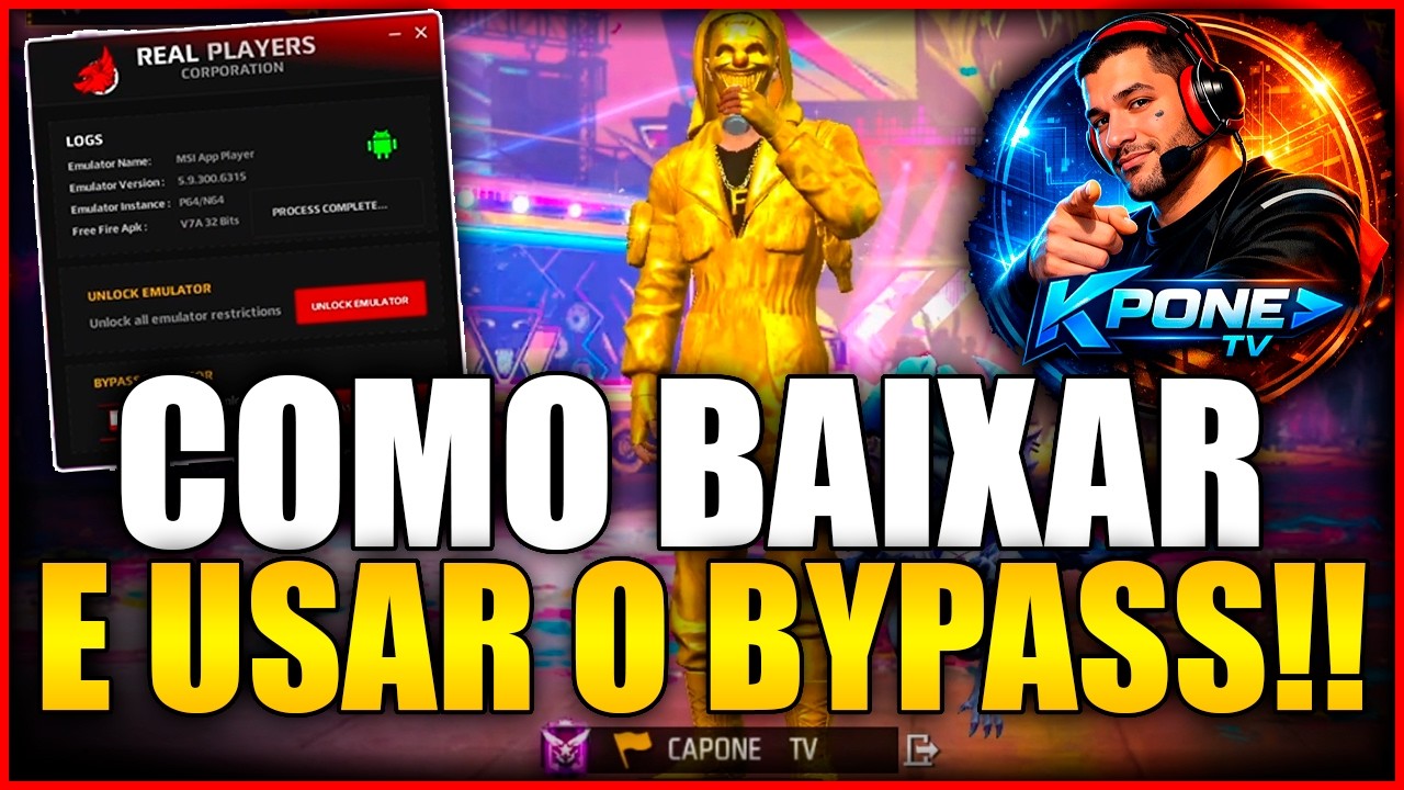 COMO BAIXAR E COMO USAR BYPASS FREE FIRE REAL PLAYER EMULADOR
