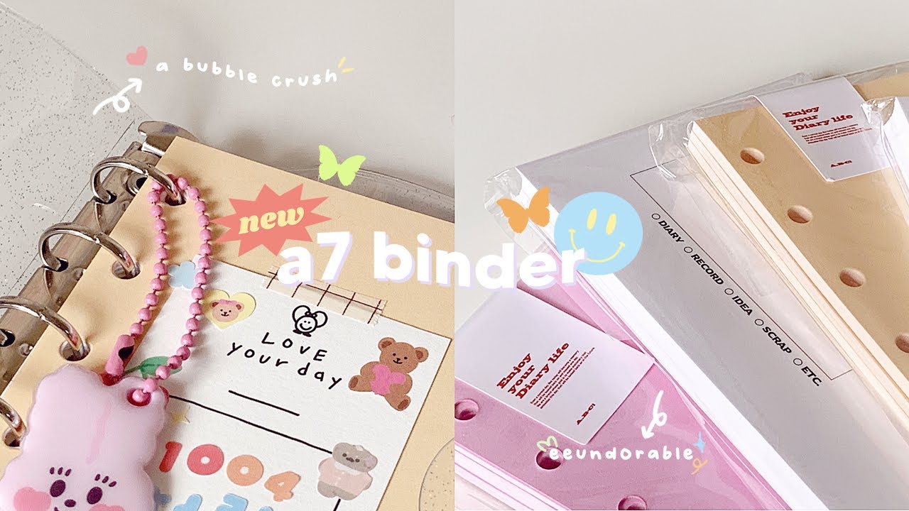 my new a7 binder 📒 decorate cover, picking keyring + refills 🍭
