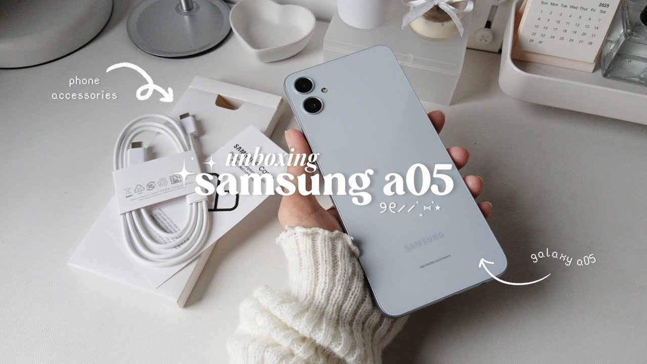 Samsung galaxy a05 unboxing 📦 ─ aesthetic unboxing new phone w/me ֶָ֢⊹𐙚⋆ ִֶָ ๋𓂃⋆🤍💭
