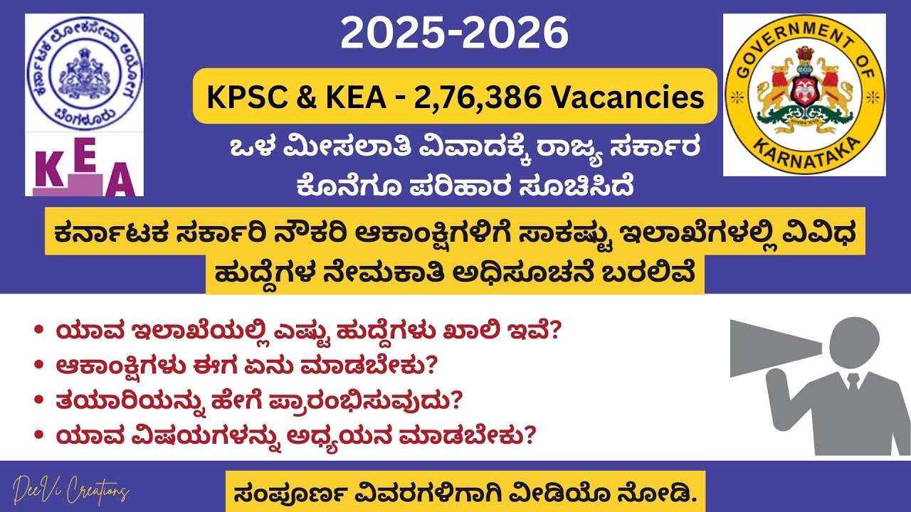 Department wise Vacancies in Government of Karnataka 2025-26 | KPSC | KEA | Group A,B,C,D govt jobs