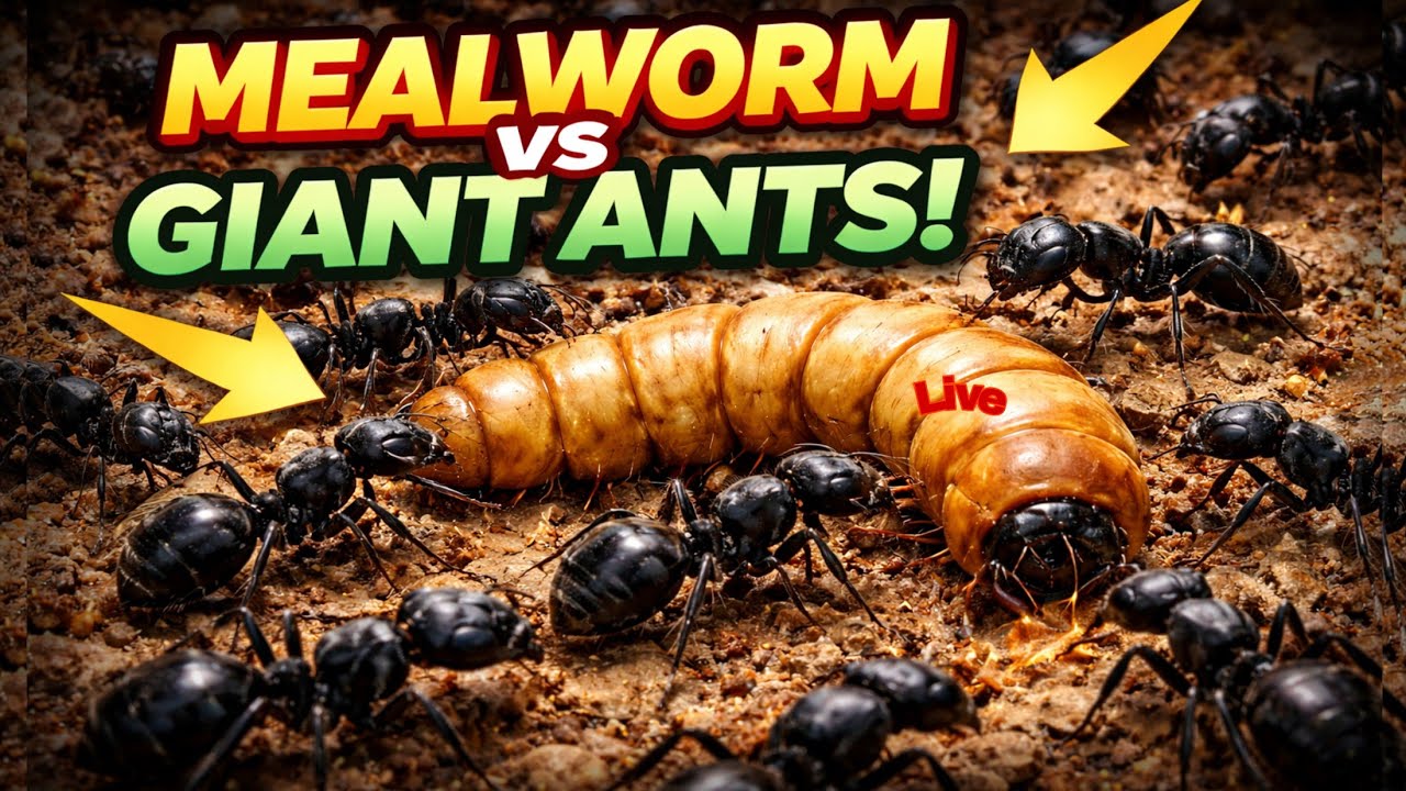 Live Mealworm vs My Biggest Ant Colony | Real Ant Feeding Battle 😦