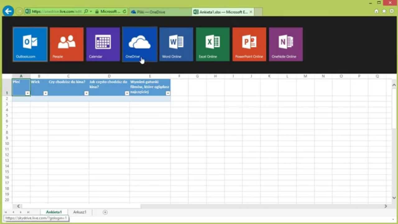 Kurs Office Online, cz. 10 - Ankieta w Excel Online