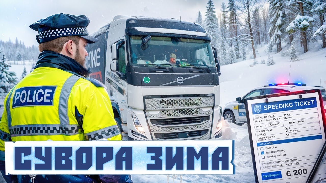 Фура в сніговому полоні ❄️ Дальнобій у заметілі: реальна боротьба на трасі