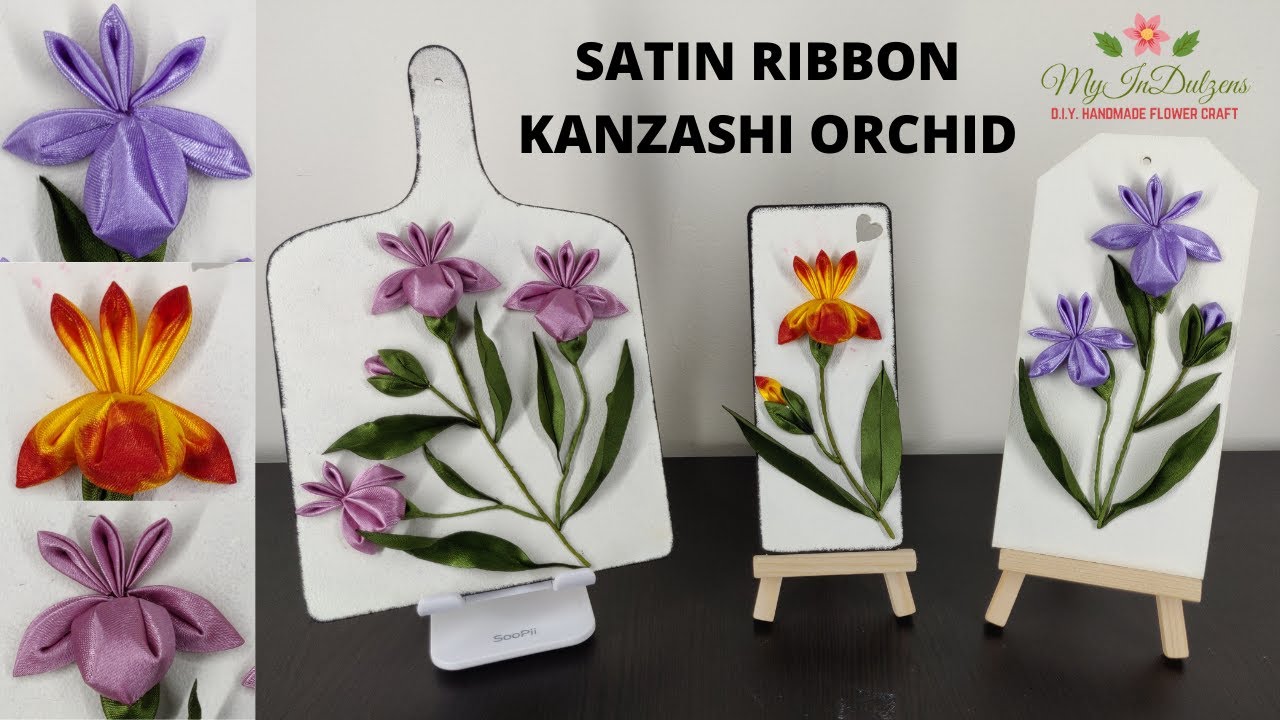 D.I.Y. HOW TO MAKE 3D SATIN RIBBON KANZASHI ORCHID - 3D HOME DECOR