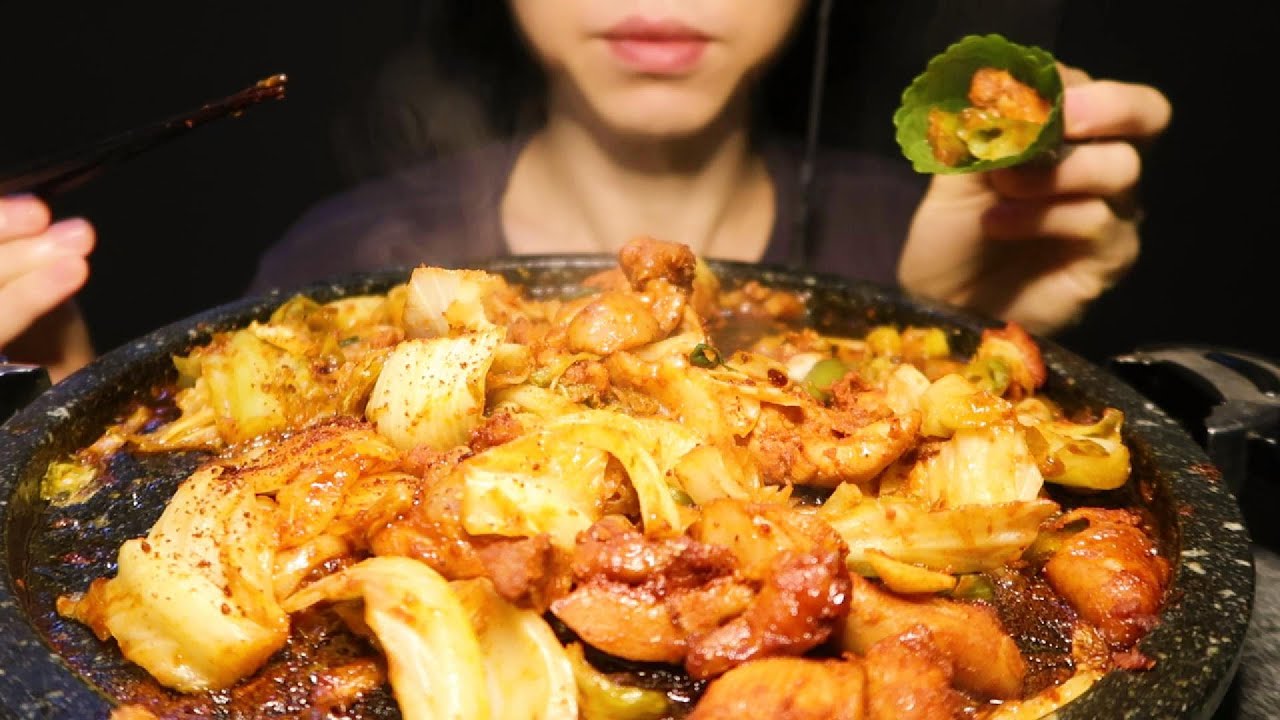 🔥 ASMR Spicy Korean Dakgalbi MUKBANG  Extra Spicy Chewy Chicken Sounds 매운 닭갈비 먹방