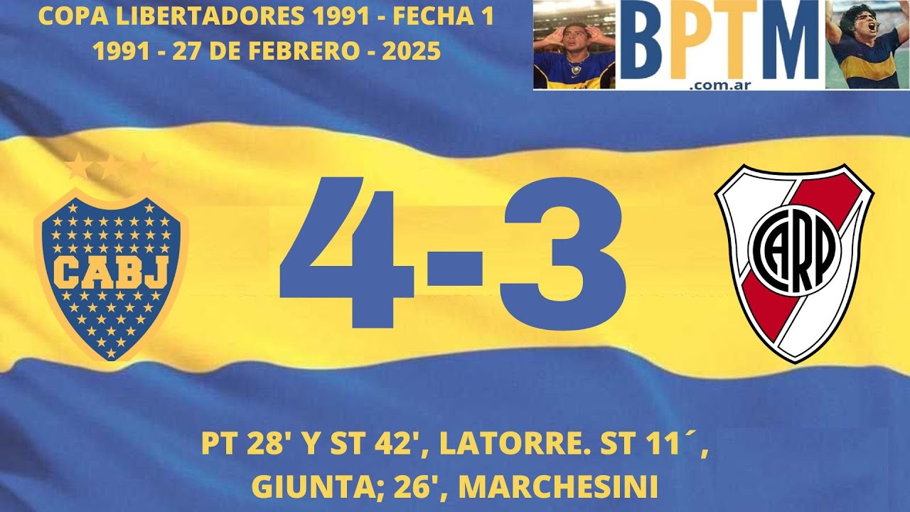 COPA LIBERTADORES 1991   BOCA 4 RIVER 3 (Relata Victor Hugo Morales)