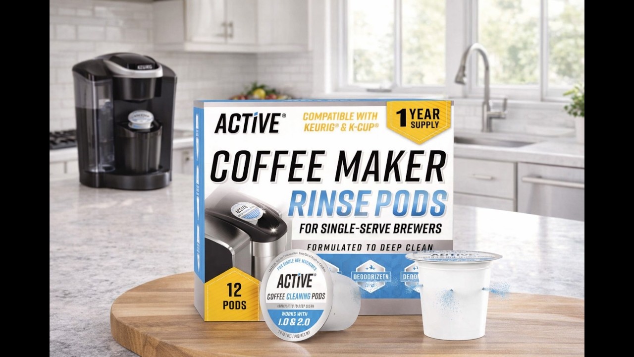 Набор из 12 капсул для чистки кофемашин ACTIVE Brewer Machine Cleaner K-Cup Pods, быстрорастворим...