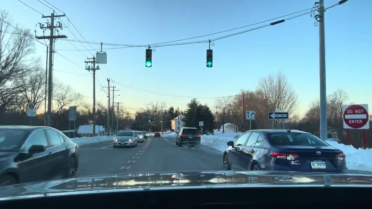 USA Road Drive in Winter 