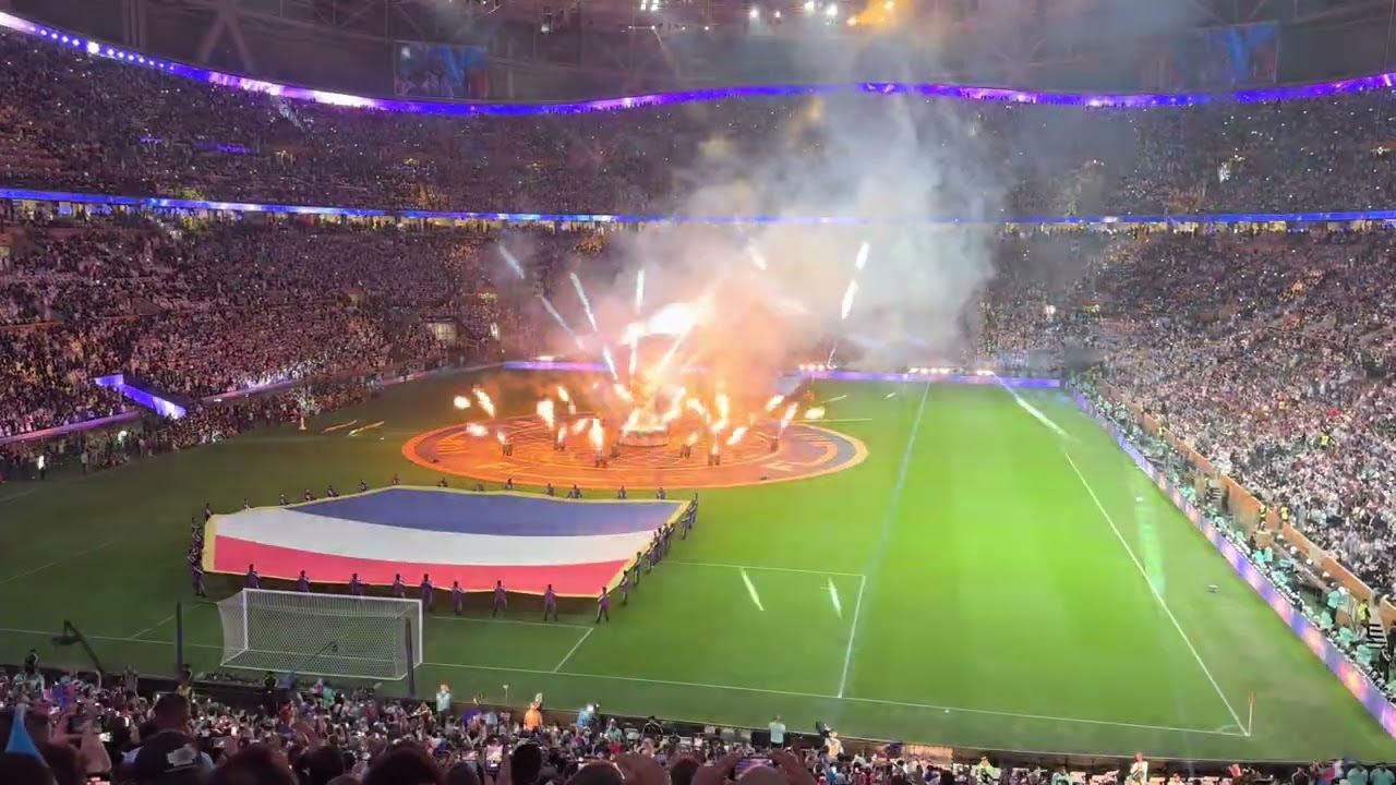 2022 Qatar World Cup Final | Fireworks show and trophy display before the match