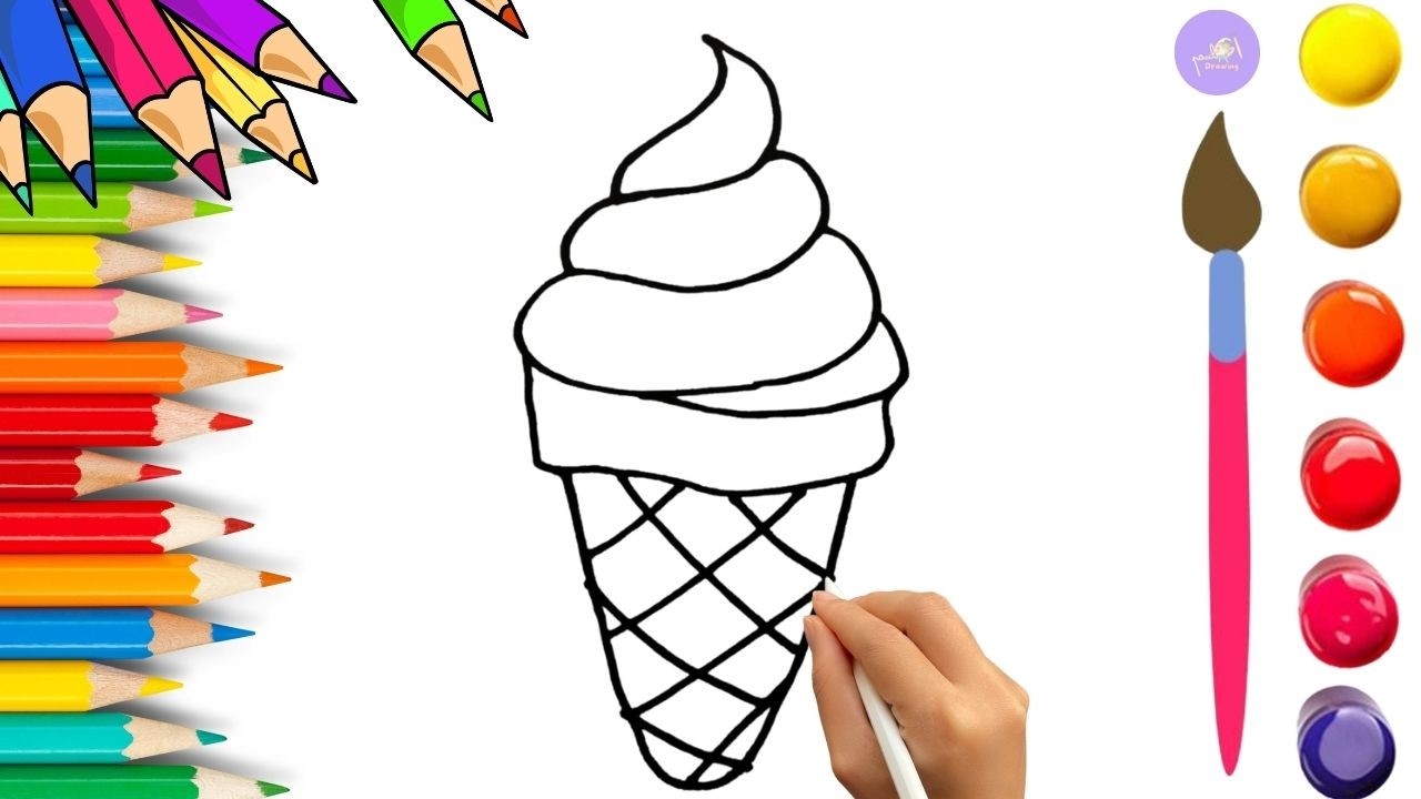 How To Draw cute Icecream Drawing, Painting & Coloring For Kids and Toddlers_🌈🎨