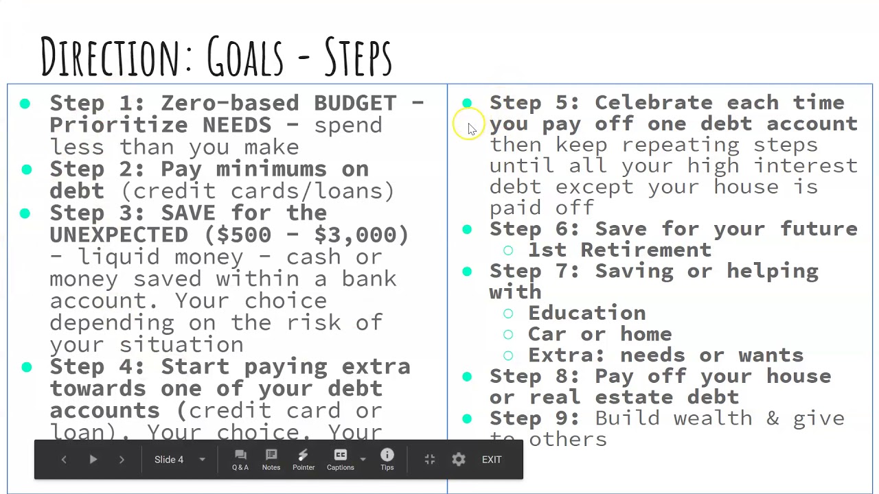 Step #3: Financial Goals, Steps, Action