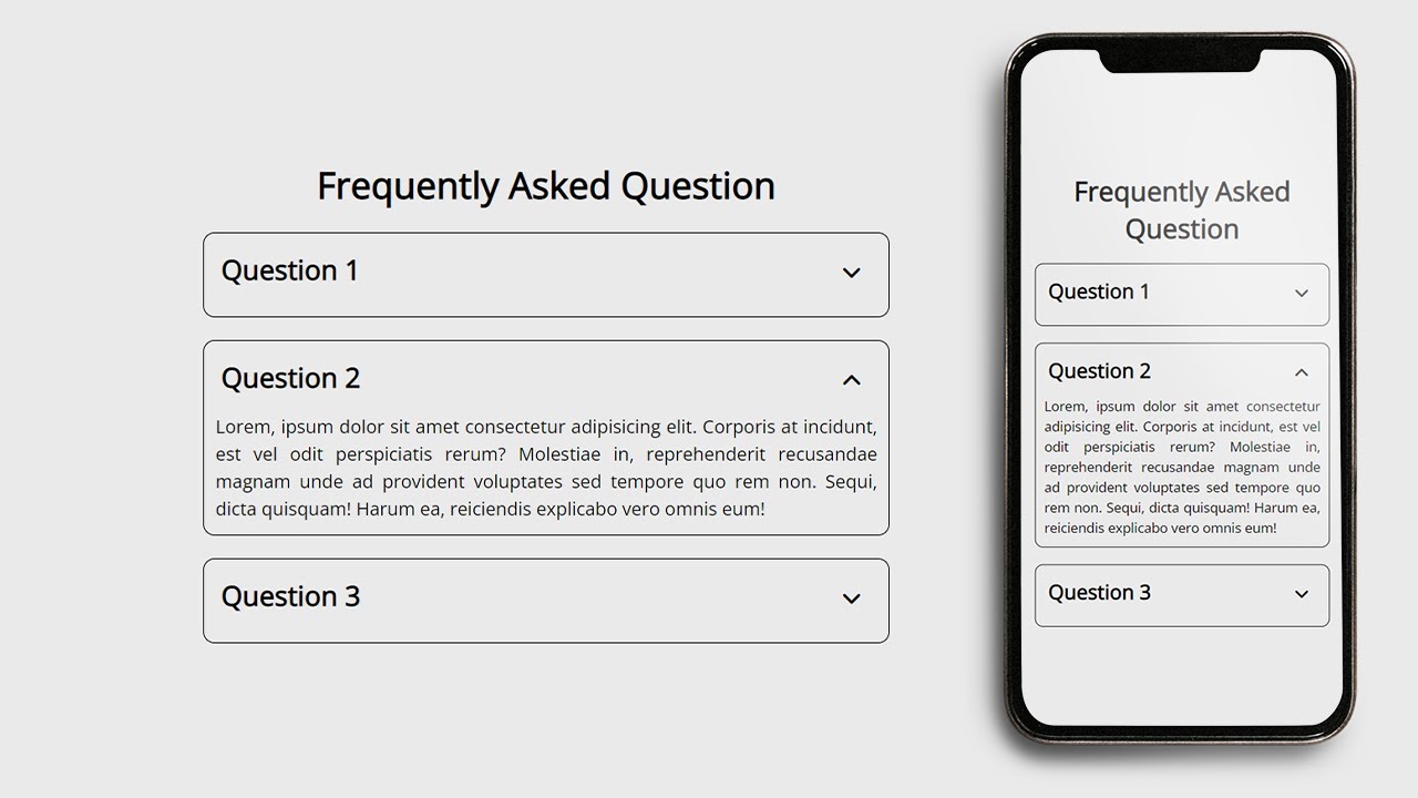 Responsive FAQ Accordion Menu Using HTML, CSS & Javascript