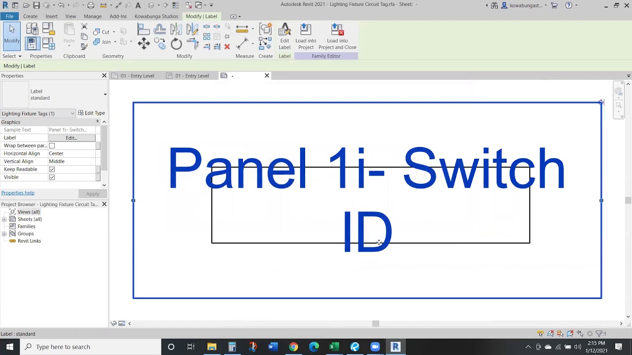 Revit Tip Switch Теги и группы освещения