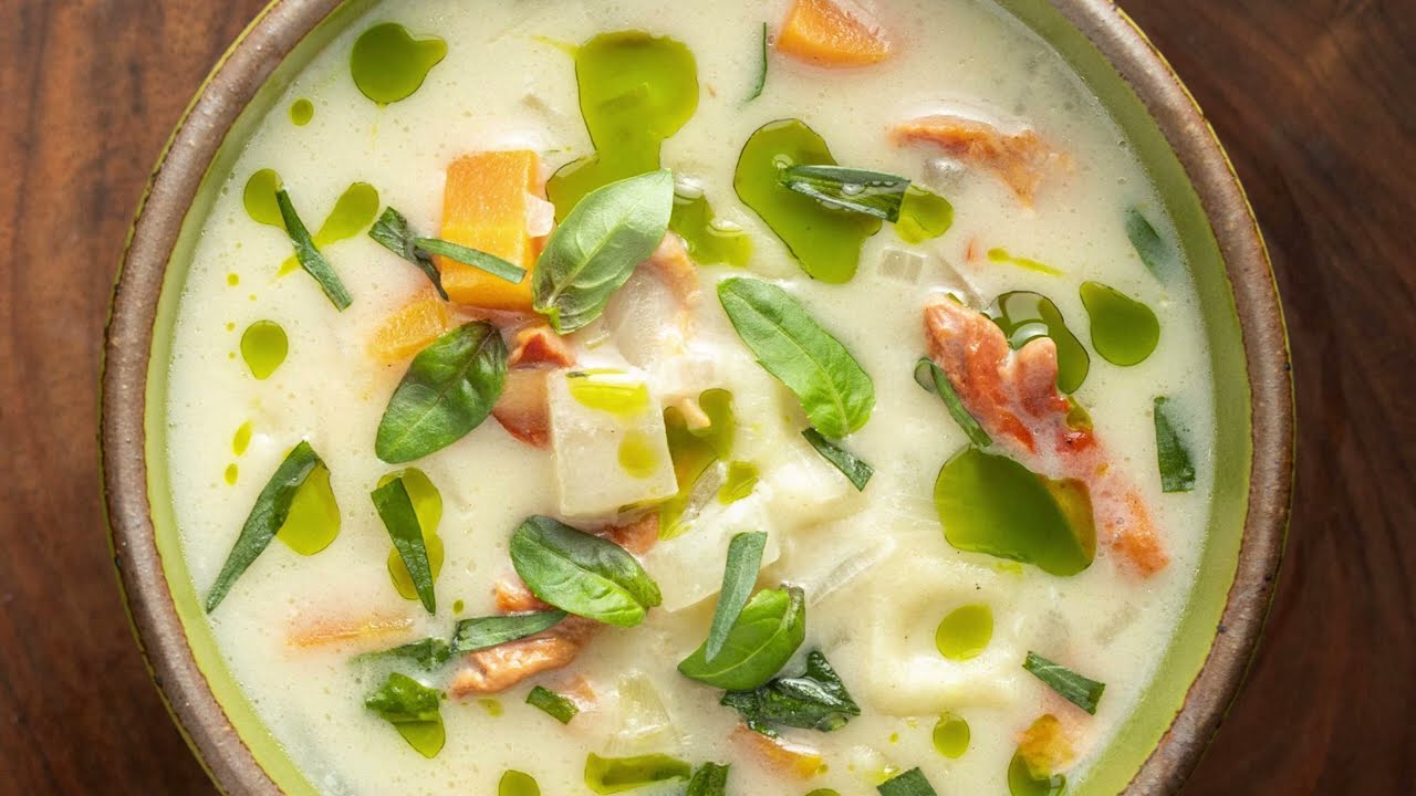 Creamy Chicken of the Woods Soup with Dumplings and Herbs
