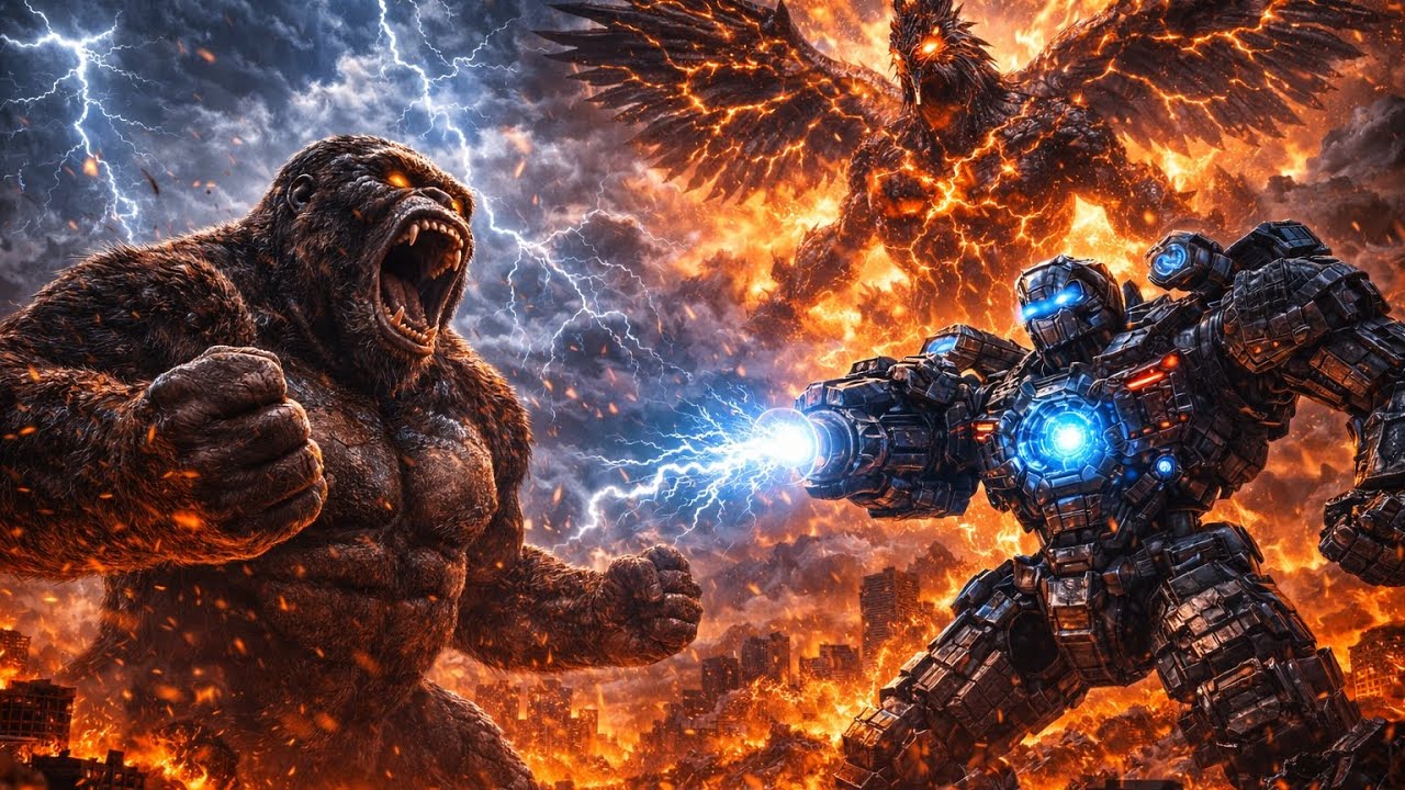 Storm Rooster Titan vs Kong & Mech Titan Final Battle  Giant Monster Movie
