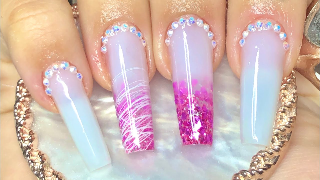 Alongamento com Baby Glitter Milk Rosa 🤍 *Passo a passo completo*