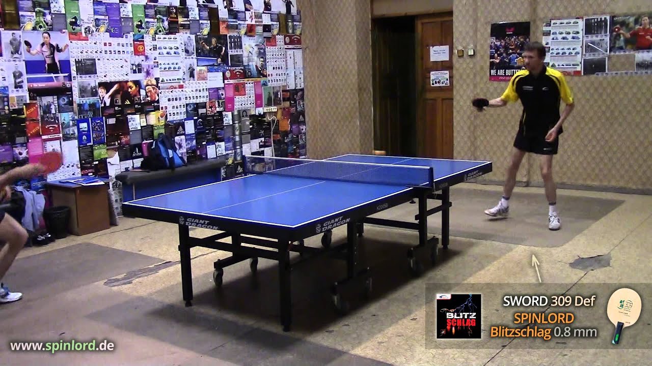 SPINLORD Blitzschlag 0.8 mm block and kill against topspin on SWORD 309 blade