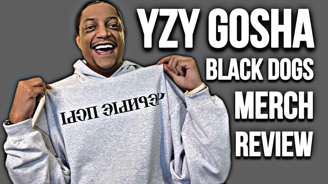 $20 YZY GOSHA | BLACK DOGS | MERCH REVIEW | HEATHER GRAY HOODIE & BOX T | TRY ON | SHIPPING AND MORE