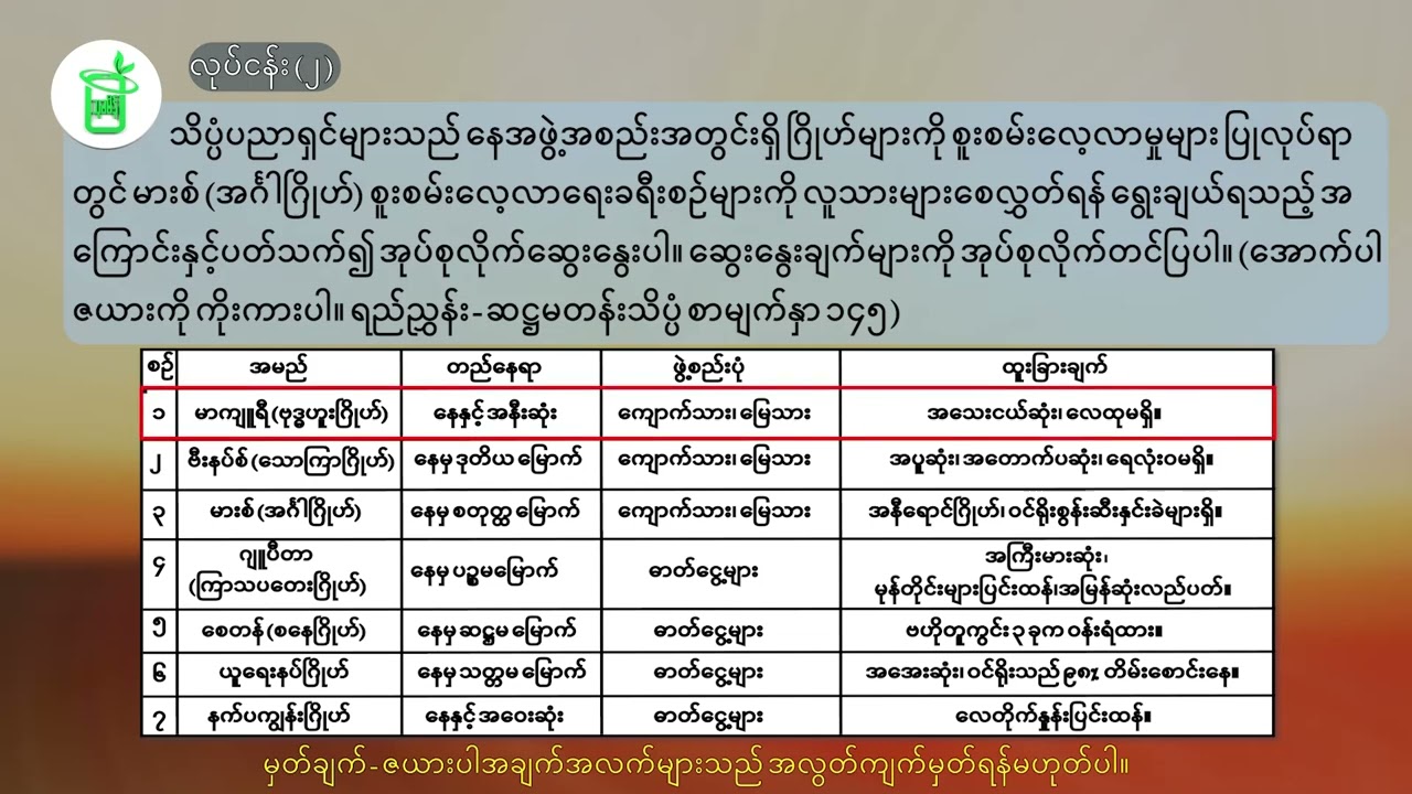 သတ္တမတန်း အခန်း (၉) နေအဖွဲ့အစည်းနှင့် စကြဝဠာ သင်ခန်းစာ (၉.၃)