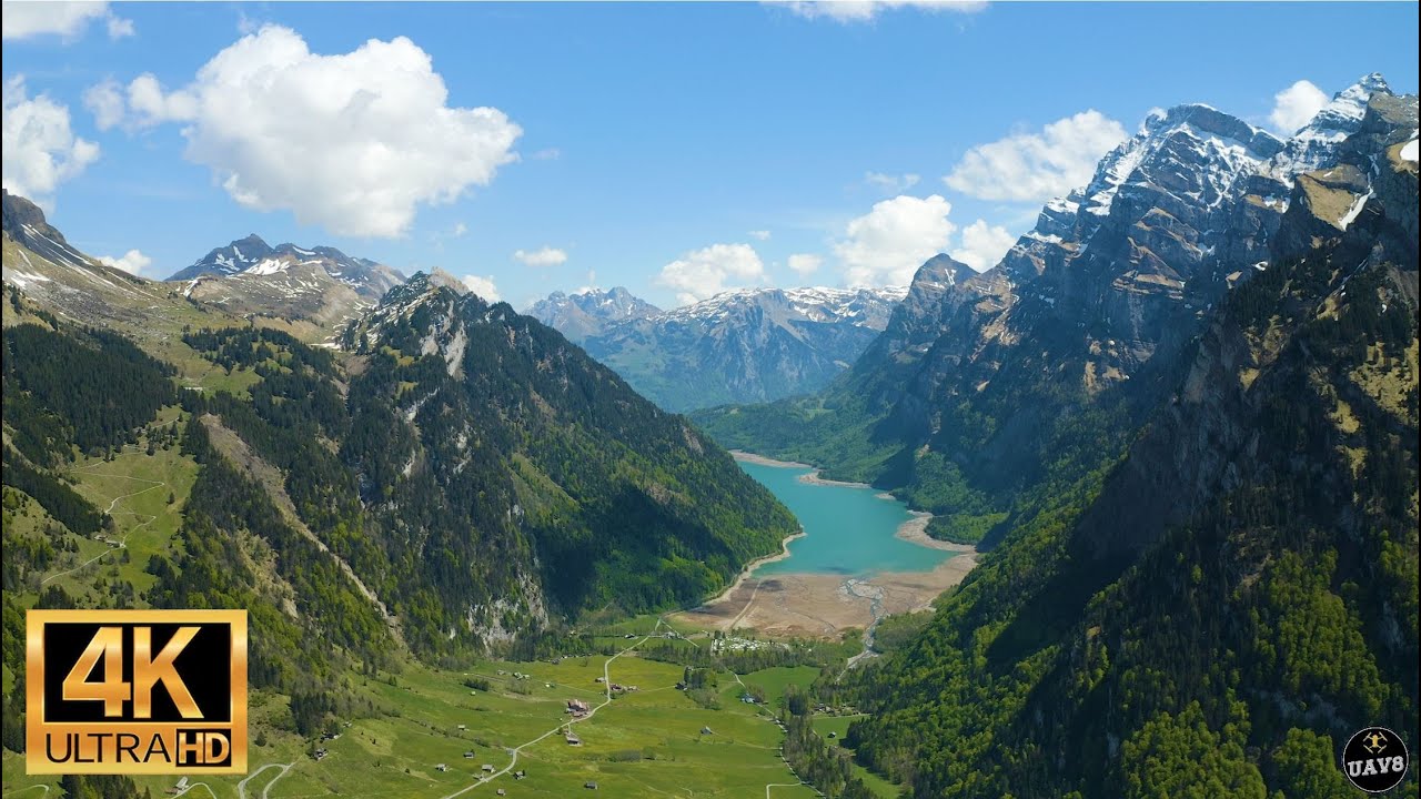 4K | KLÖNTALERSEE - SWITZERLAND | Drone Footage | Cinematic Aerial | Relaxation Video  Ambient Music
