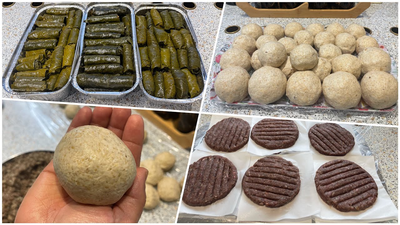 اخر فيديو تفريزات شهر رمضان المبارك 🌙⭐️ كبة الجريش بطحين الرز همبركر لحم ورق العنب بالرز والبرغل