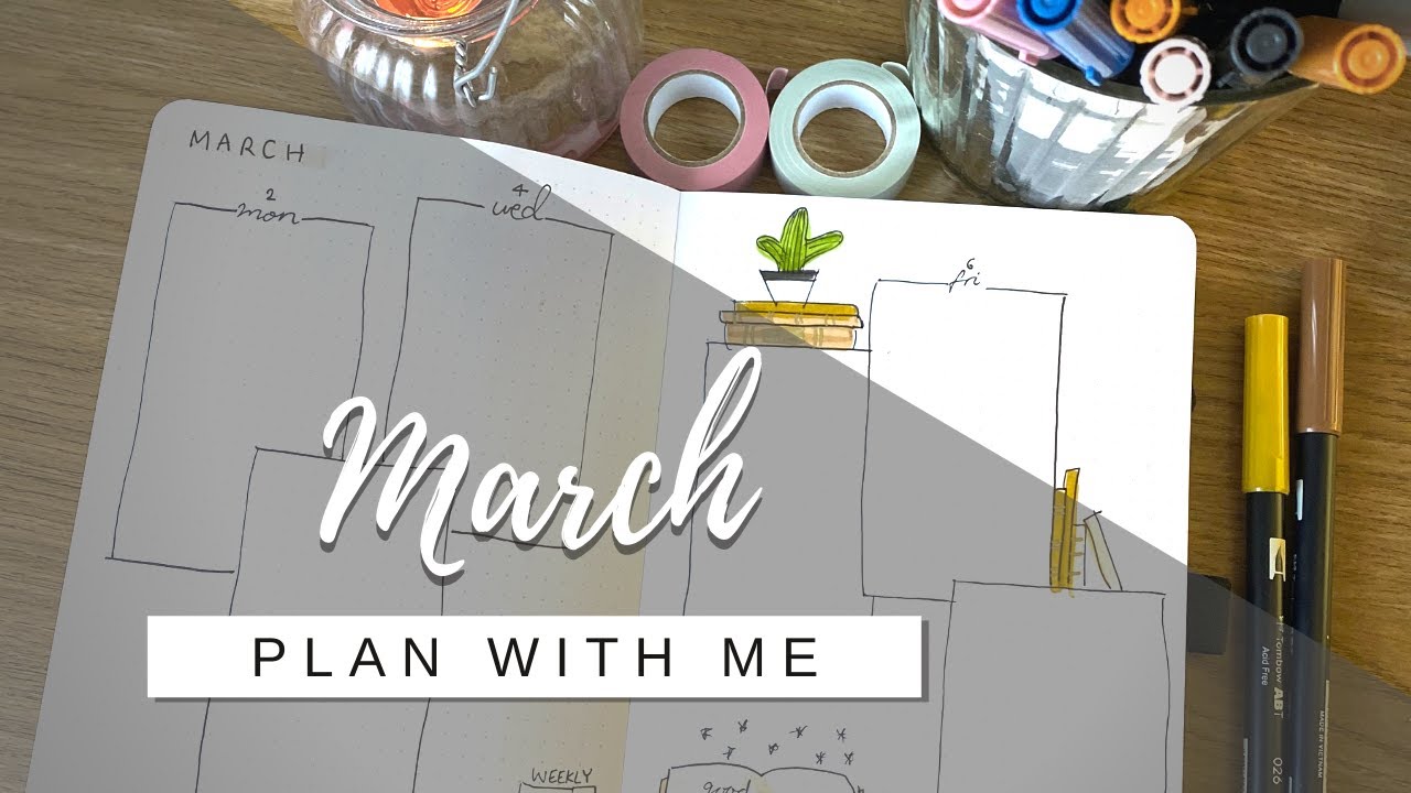 March 2020 Bullet Journal Setup | Book Theme