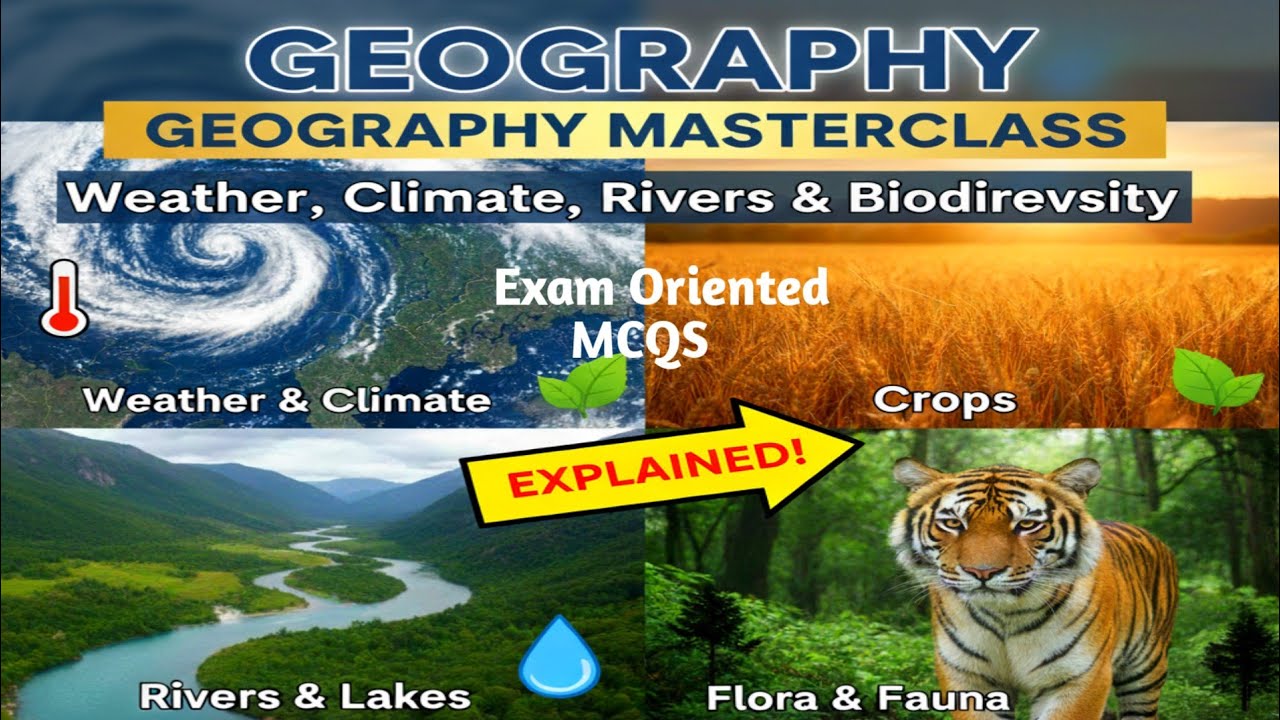 Geography Masterclass: Weather, Climate, Rivers, & Biodiversity Explained! 🌍 || Exam Oriented MCQS🔥
