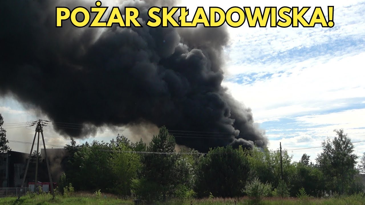 Pożar składowiska odpadów w Woli Łaskiej 01.07.2024 - 52 zastępy w akcji, miejsce akcji gaśniczej
