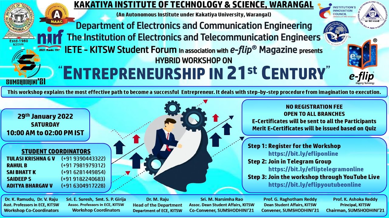 Hybrid Workshop on ENTREPRENEURSHIP IN 21st CENTURY