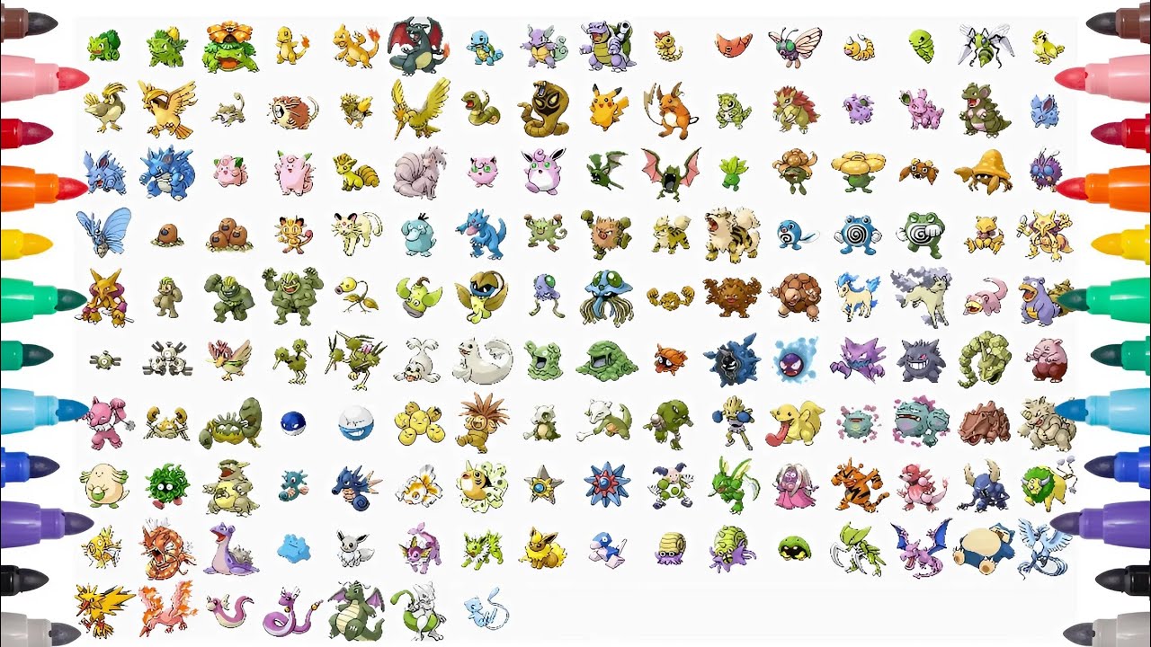 Coloring ALL GEN 1 Shiny Pokemon