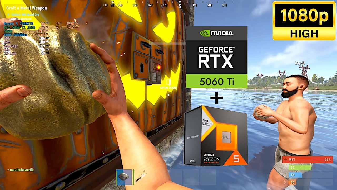 RUST | RTX 5060 Ti 16GB | Ryzen 5 7500X3D | Max & Low Settings | High Pop